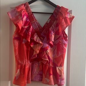 Sofia Jeans By Sofia Vergara Women's Short Sleeve Smocked Ruffle Top Size Medium
